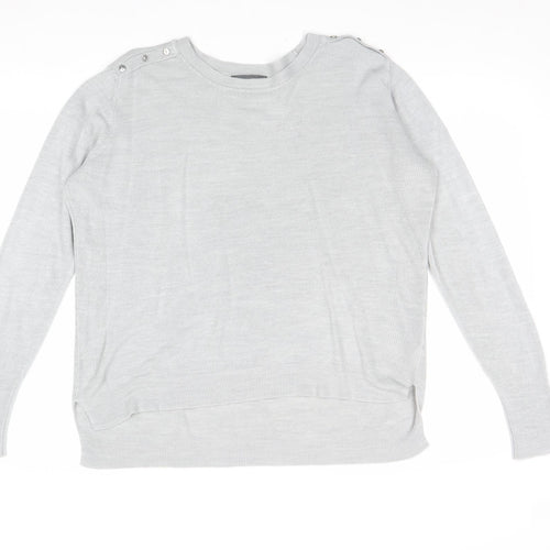 Primark Womens Grey Round Neck Acrylic Pullover Jumper Size L