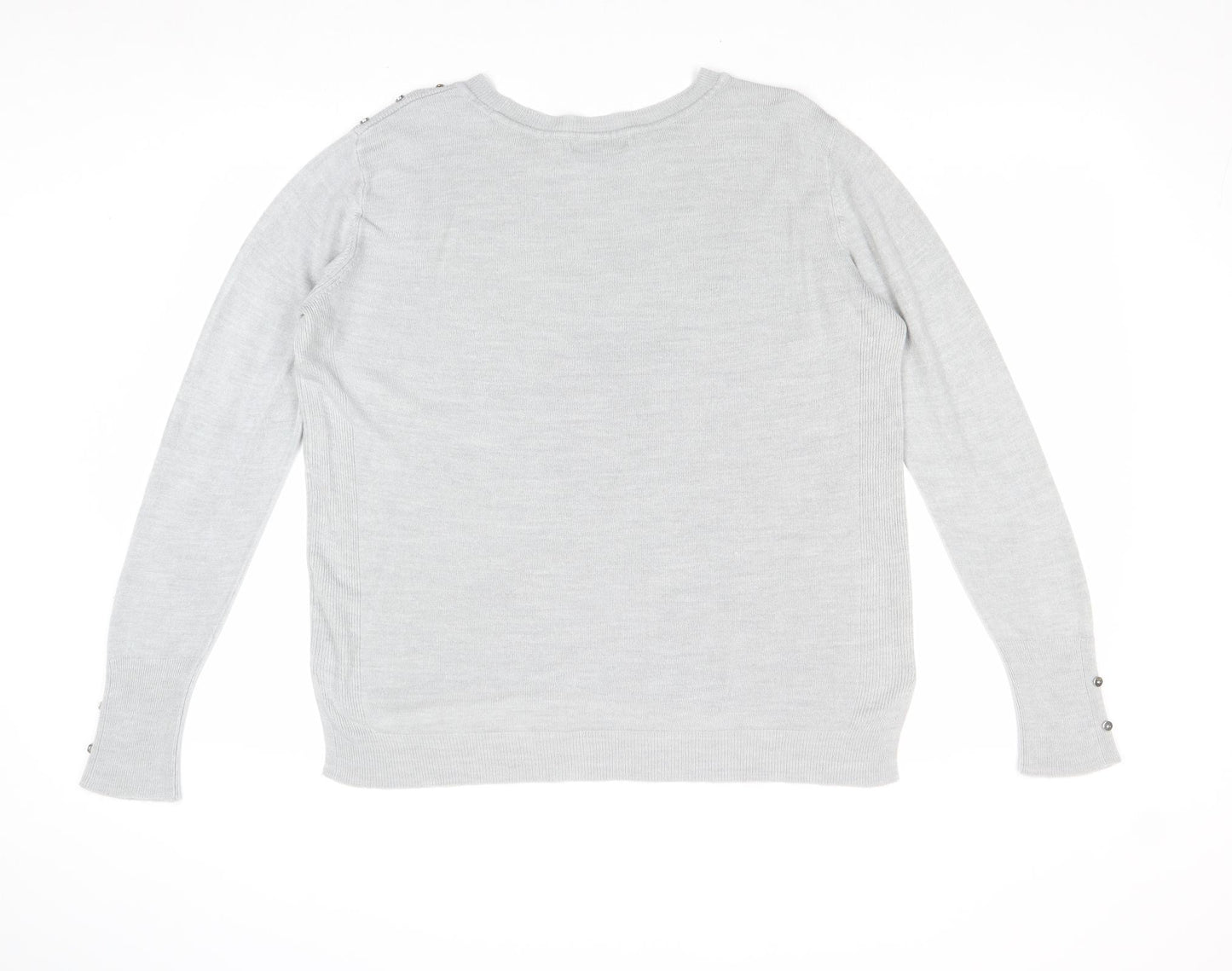 Primark Womens Grey Round Neck Acrylic Pullover Jumper Size L