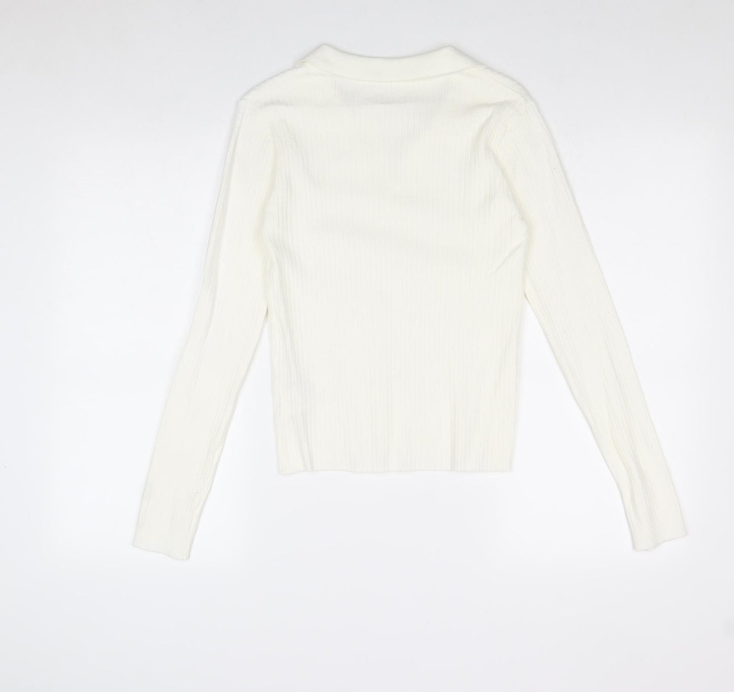 SheIn Womens Ivory Viscose Basic T-Shirt Size S Collared