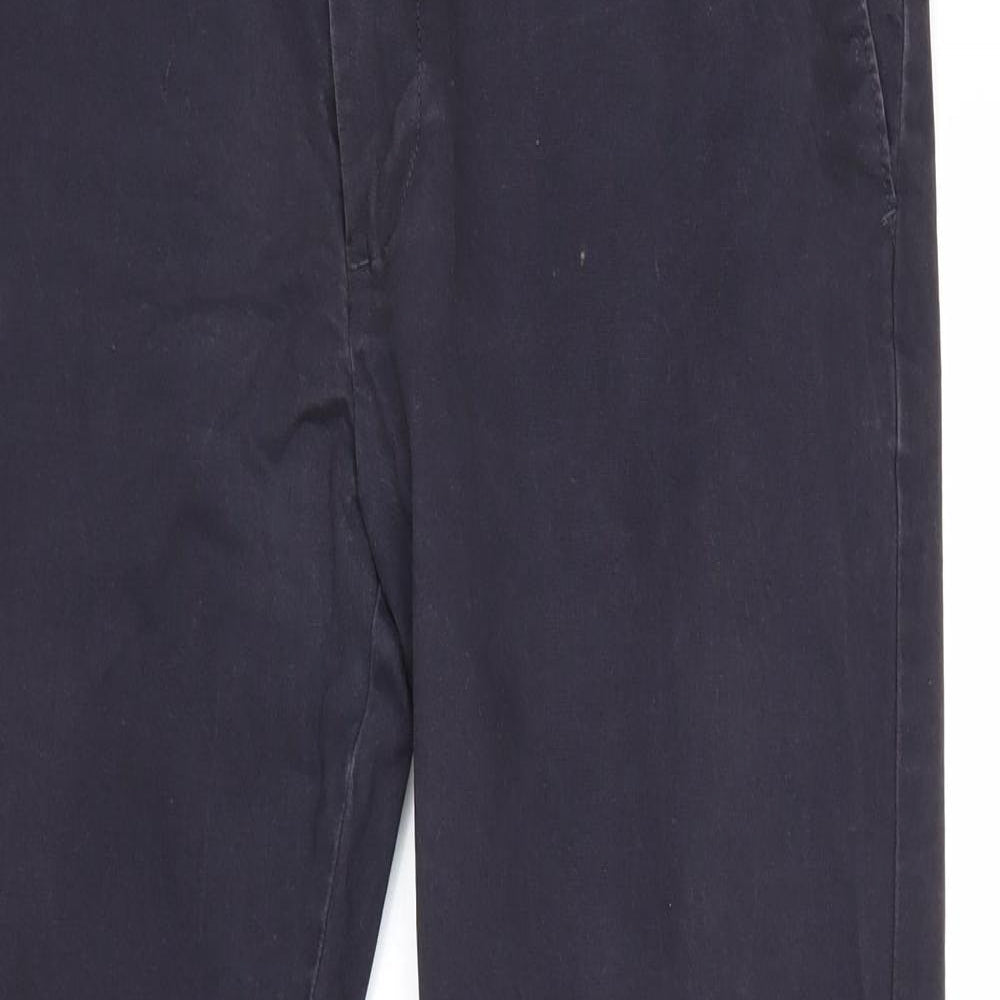 Marks and Spencer Mens Blue Cotton Chino Trousers Size 36 in Regular Zip