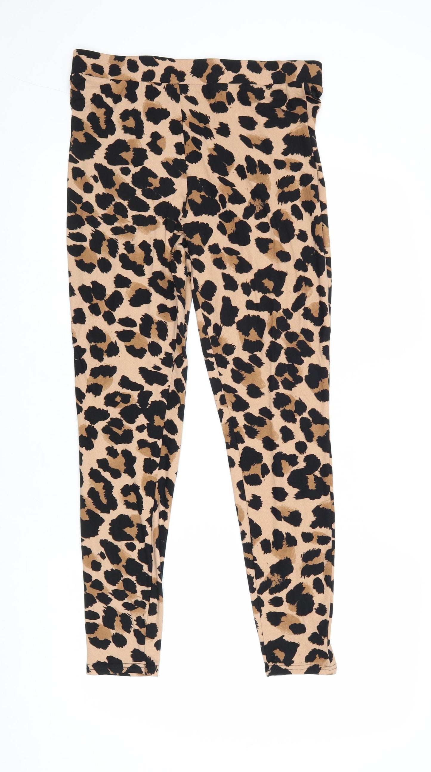 New Look Womens Brown Animal Print Polyester Chino Leggings Size M - Leopard Pattern