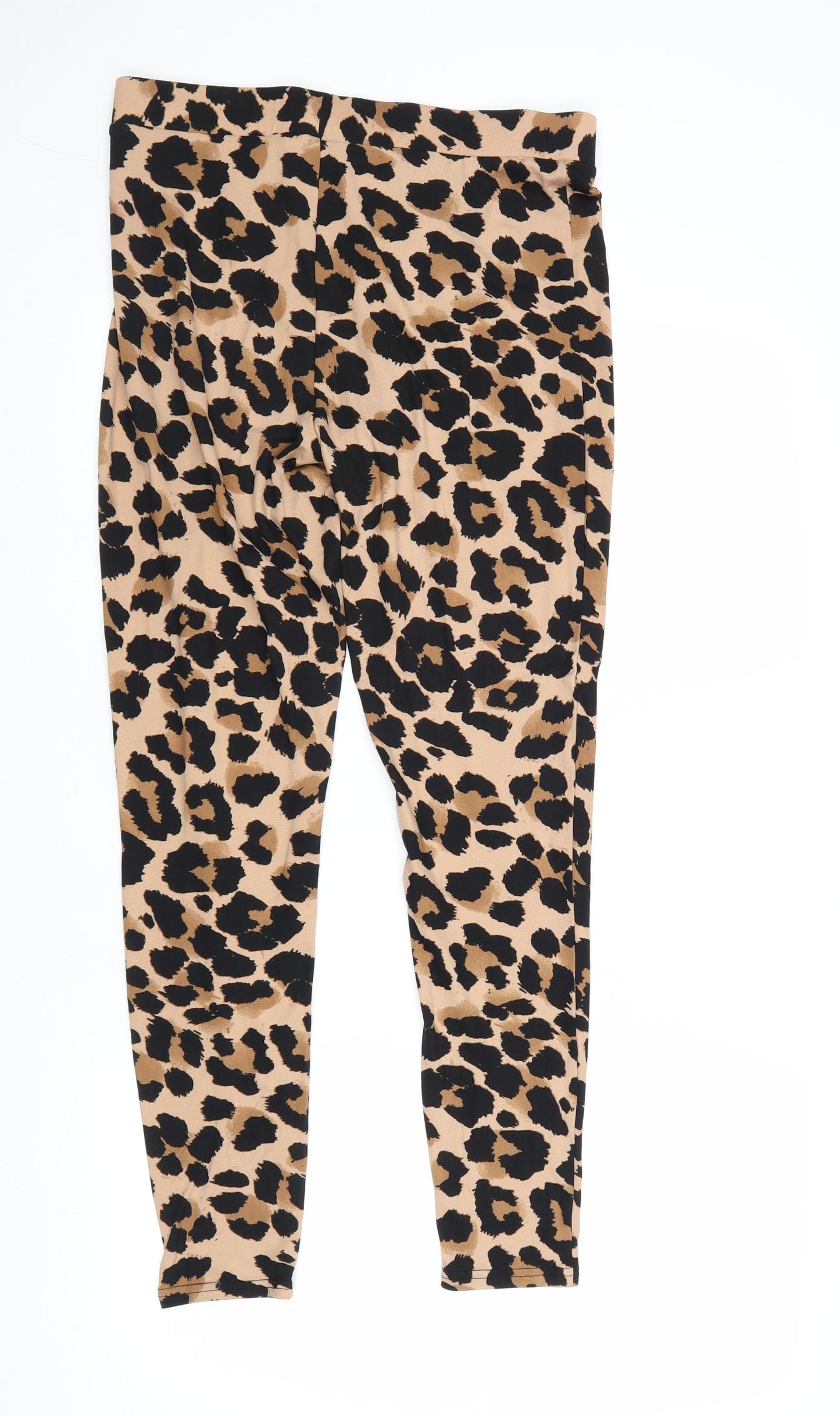 New Look Womens Brown Animal Print Polyester Chino Leggings Size M - Leopard Pattern
