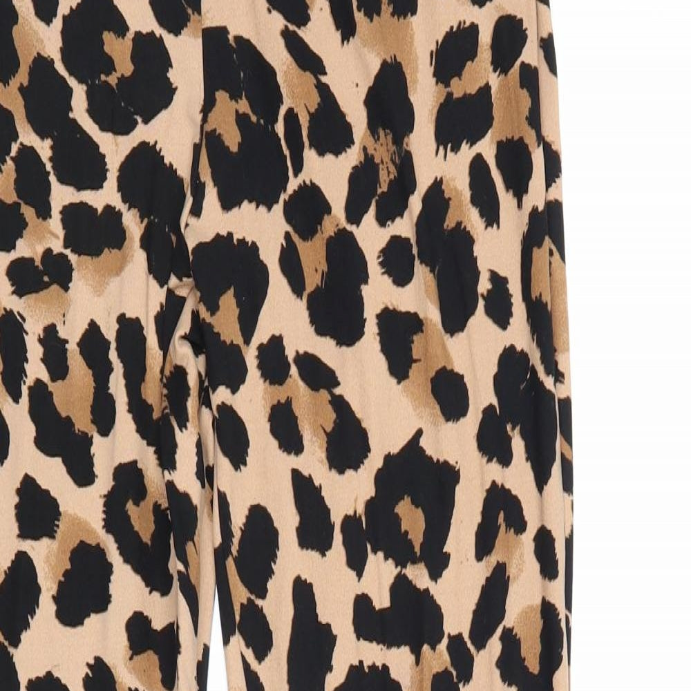 New Look Womens Brown Animal Print Polyester Chino Leggings Size M - Leopard Pattern