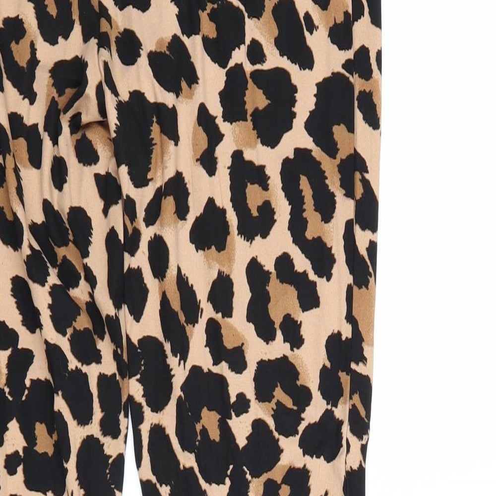 New Look Womens Brown Animal Print Polyester Chino Leggings Size M - Leopard Pattern