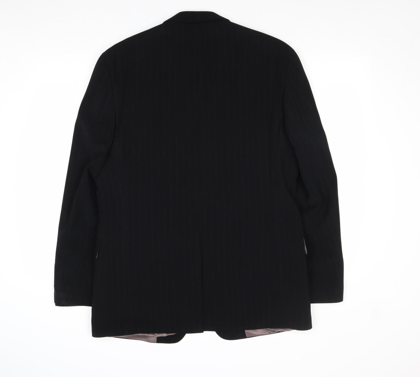 Quattro Mens Black Striped Polyester Jacket Suit Jacket Size 42 Regular