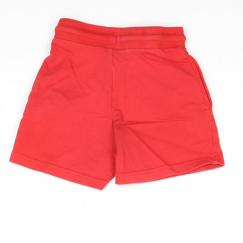 George Boys Red 100% Cotton Cropped Trousers Size 18-24 Months Drawstring