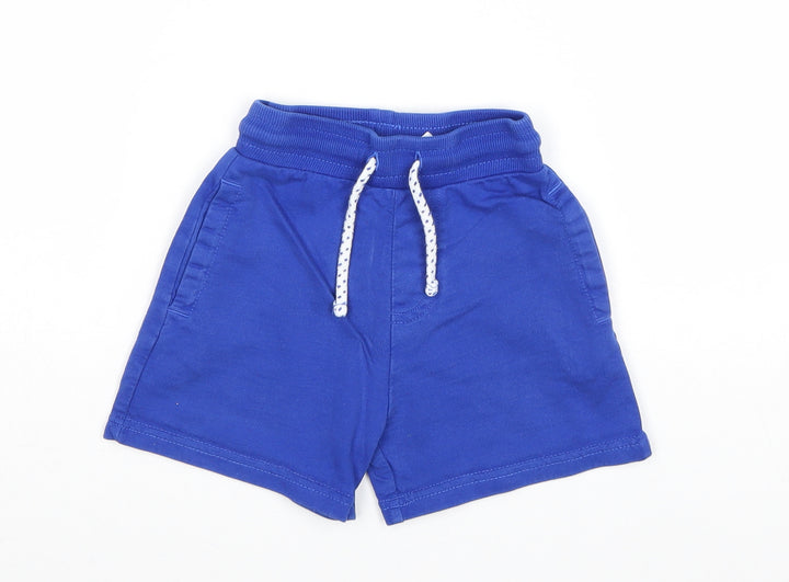 George Boys Blue 100% Cotton Cropped Trousers Size 18-24 Months Drawstring