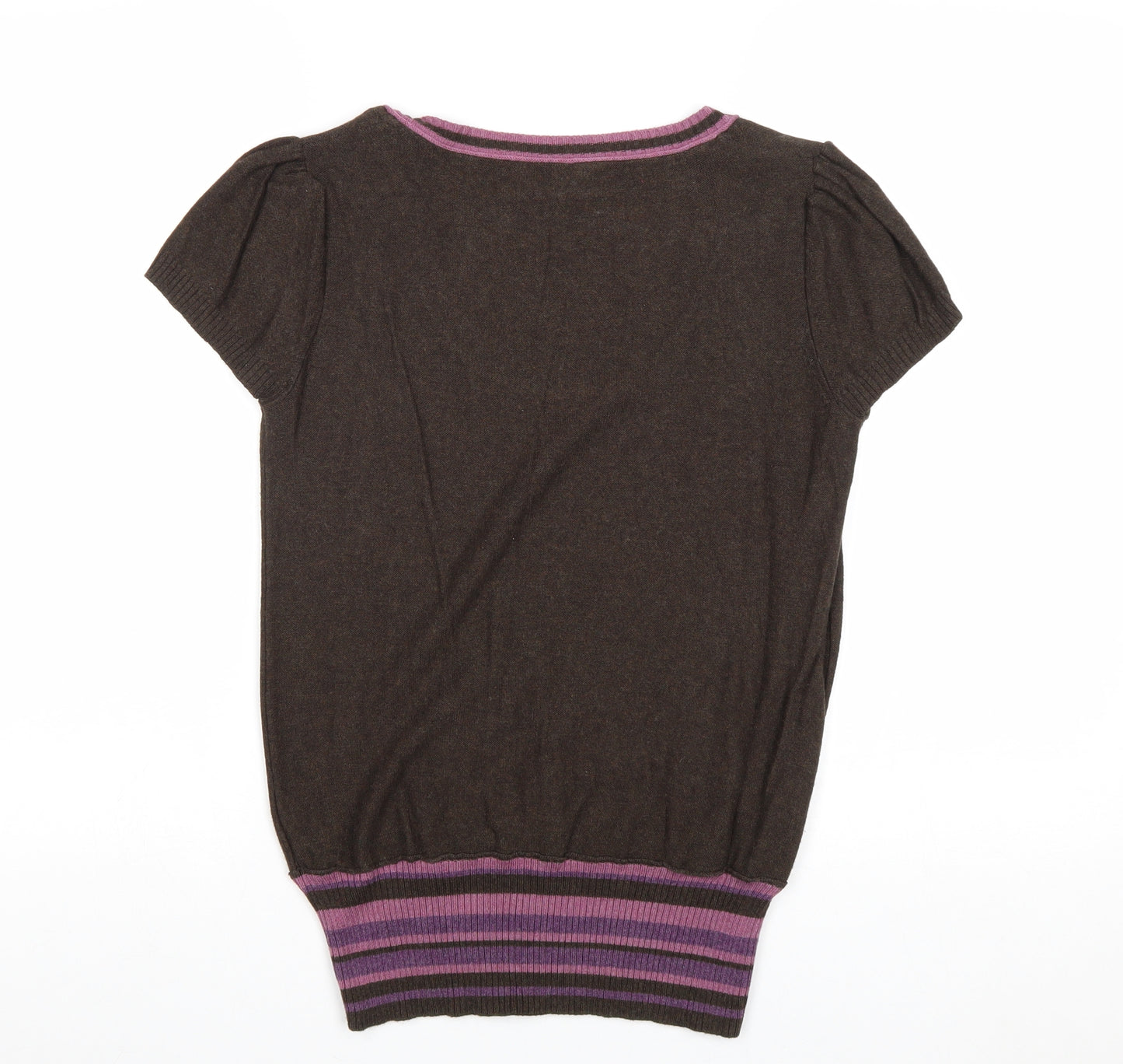 Fat Face Womens Brown Scoop Neck 100% Cotton Pullover Jumper Size 10