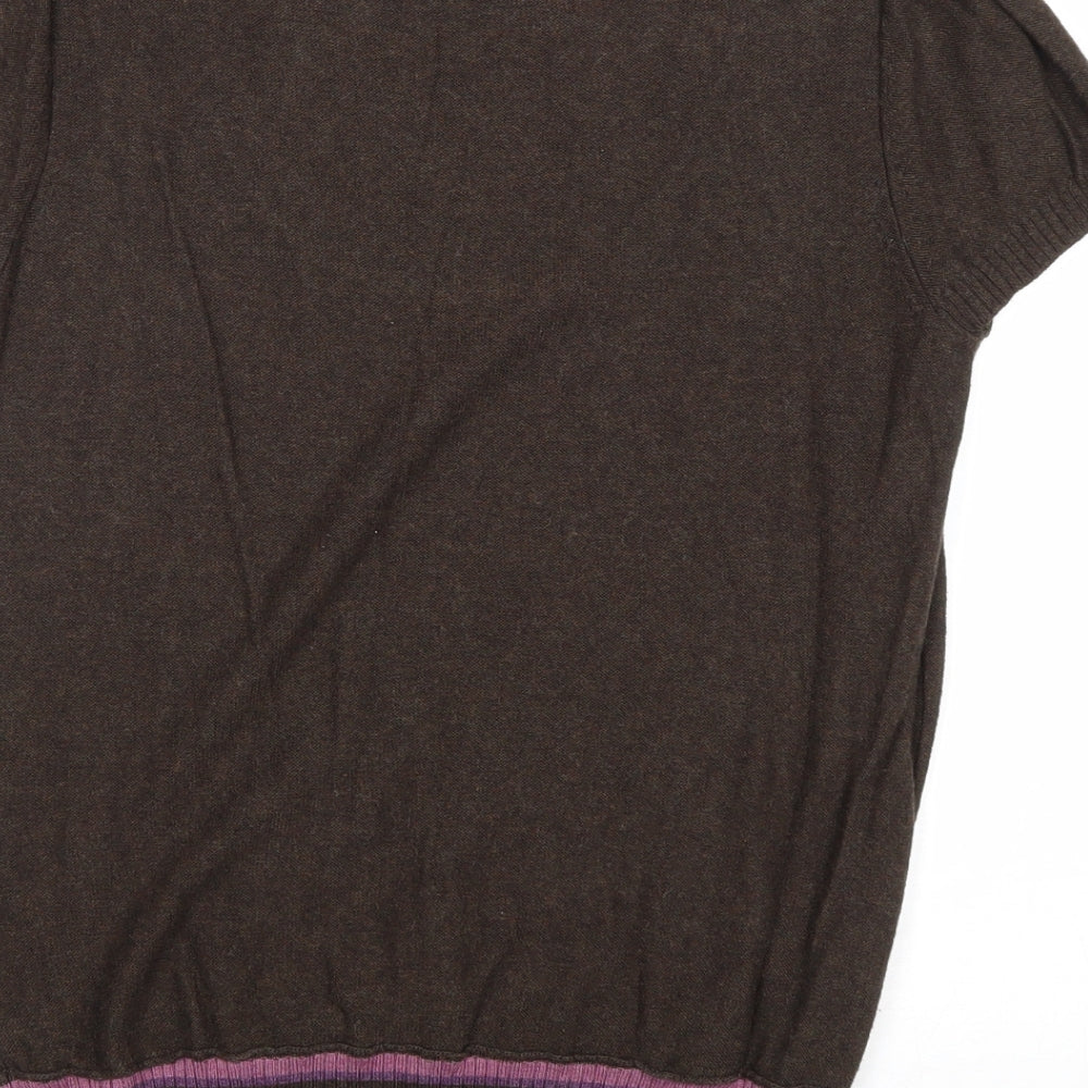 Fat Face Womens Brown Scoop Neck 100% Cotton Pullover Jumper Size 10