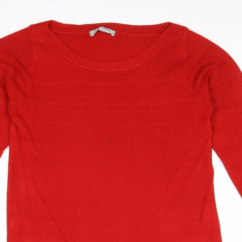 Marks and Spencer Womens Red Round Neck Acrylic Pullover Jumper Size 8