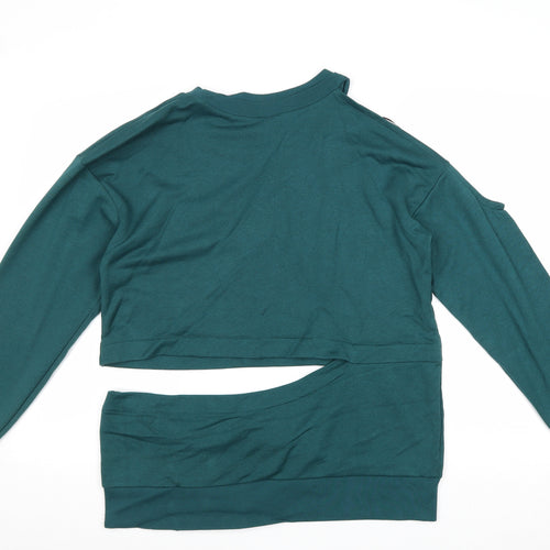 Topshop Womens Green Polyester Pullover Sweatshirt Size 10 Pullover - Cut Out