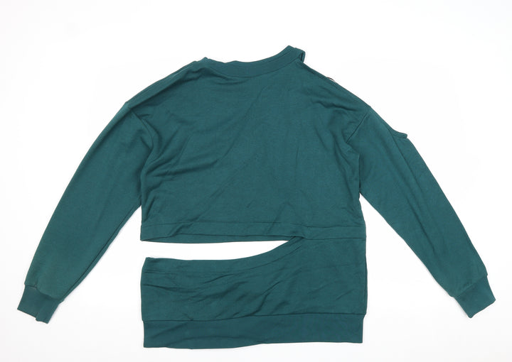 Topshop Womens Green Polyester Pullover Sweatshirt Size 10 Pullover - Cut Out