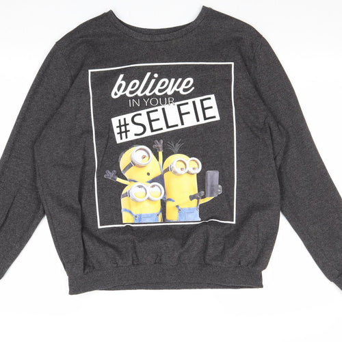 Atmosphere Womens Grey Polyester Pullover Sweatshirt Size 14 Pullover - Minions Believe in your #Selfie