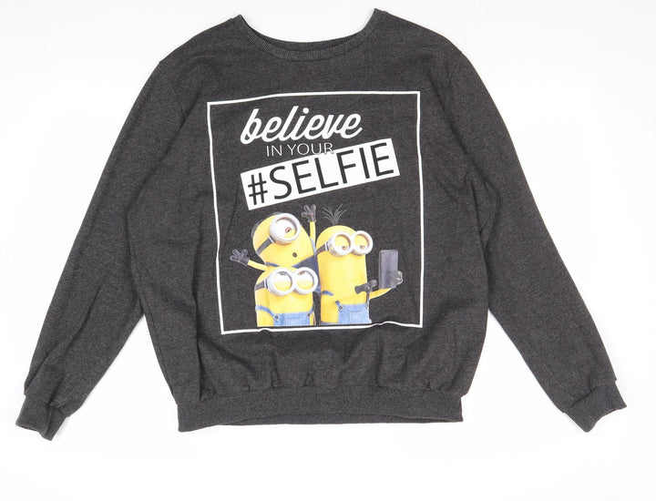 Atmosphere Womens Grey Polyester Pullover Sweatshirt Size 14 Pullover - Minions Believe in your #Selfie