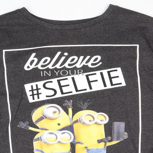 Atmosphere Womens Grey Polyester Pullover Sweatshirt Size 14 Pullover - Minions Believe in your #Selfie