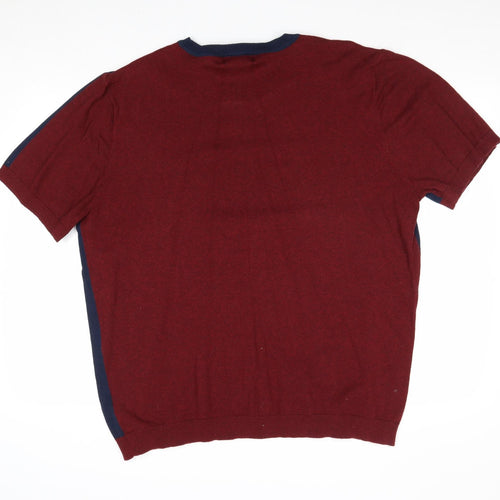Easy Mens Blue Round Neck Cotton Pullover Jumper Size 2XL Short Sleeve