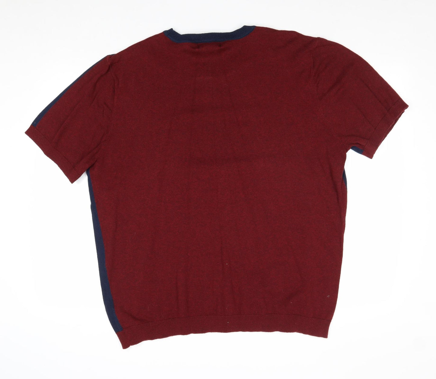 Easy Mens Blue Round Neck Cotton Pullover Jumper Size 2XL Short Sleeve