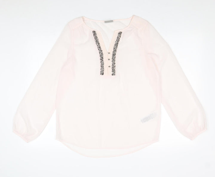 Vera Moda Womens Pink Polyester Basic Blouse Size S V-Neck