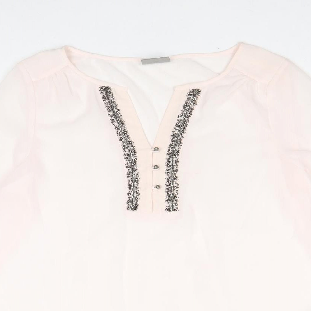 Vera Moda Womens Pink Polyester Basic Blouse Size S V-Neck