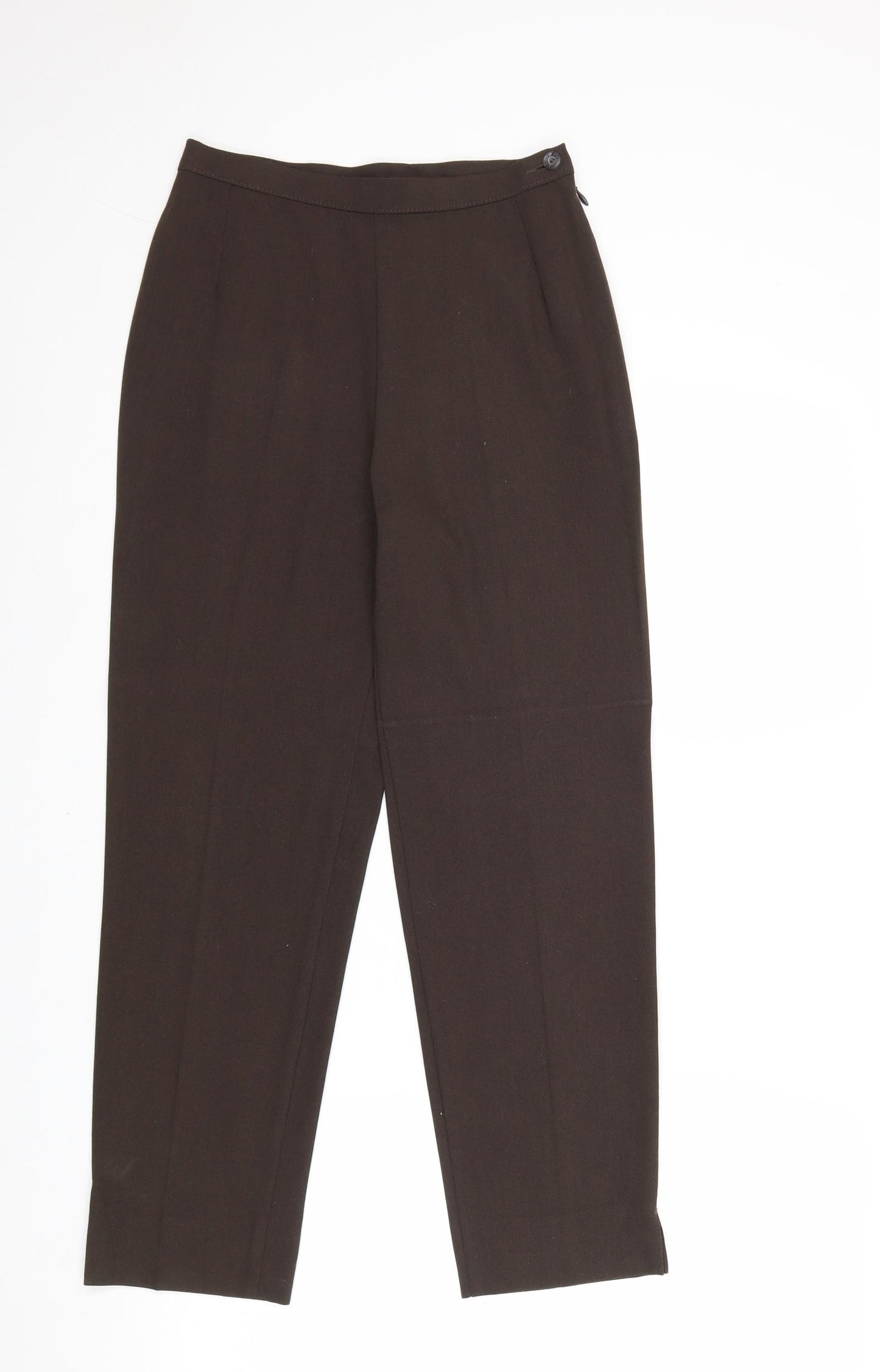 Marks and Spencer Womens Brown Polyester Trousers Size 8 Regular Zip