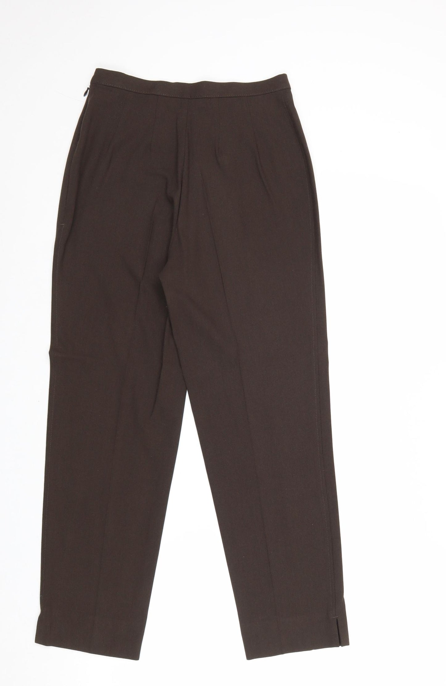Marks and Spencer Womens Brown Polyester Trousers Size 8 Regular Zip