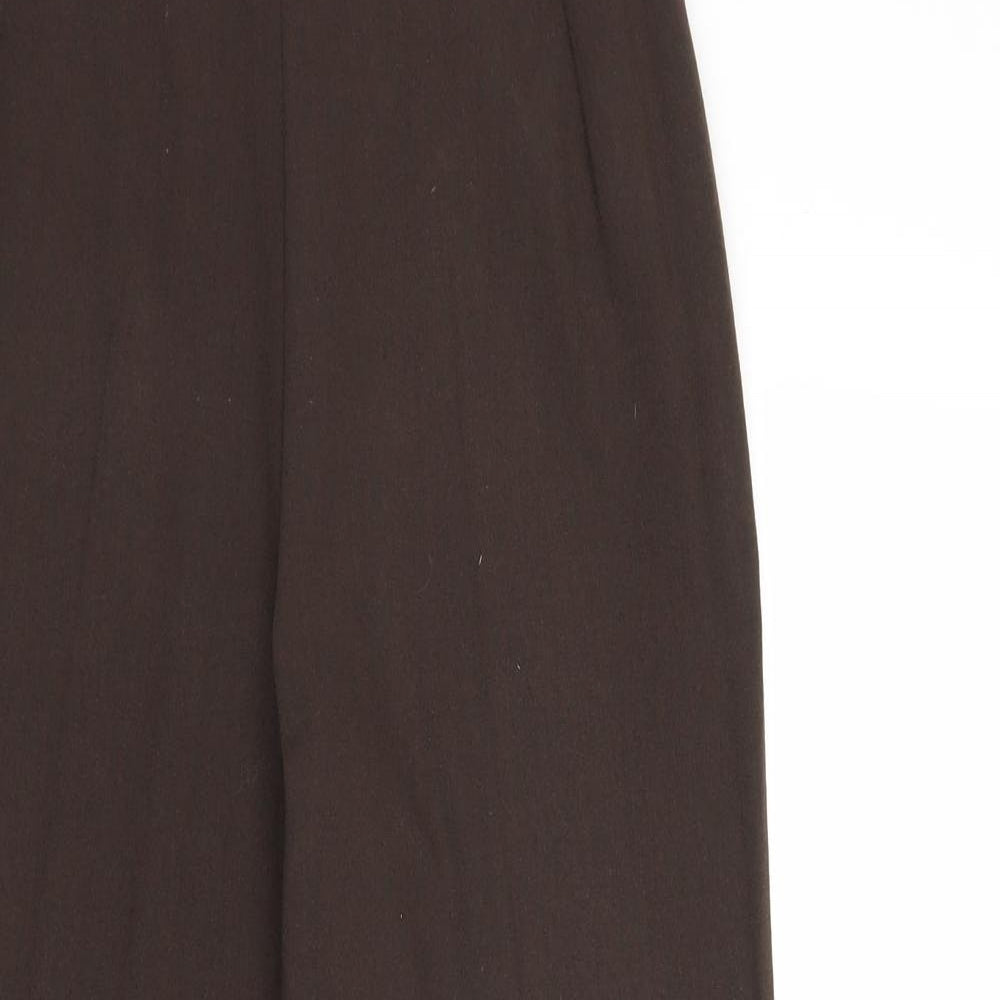 Marks and Spencer Womens Brown Polyester Trousers Size 8 Regular Zip