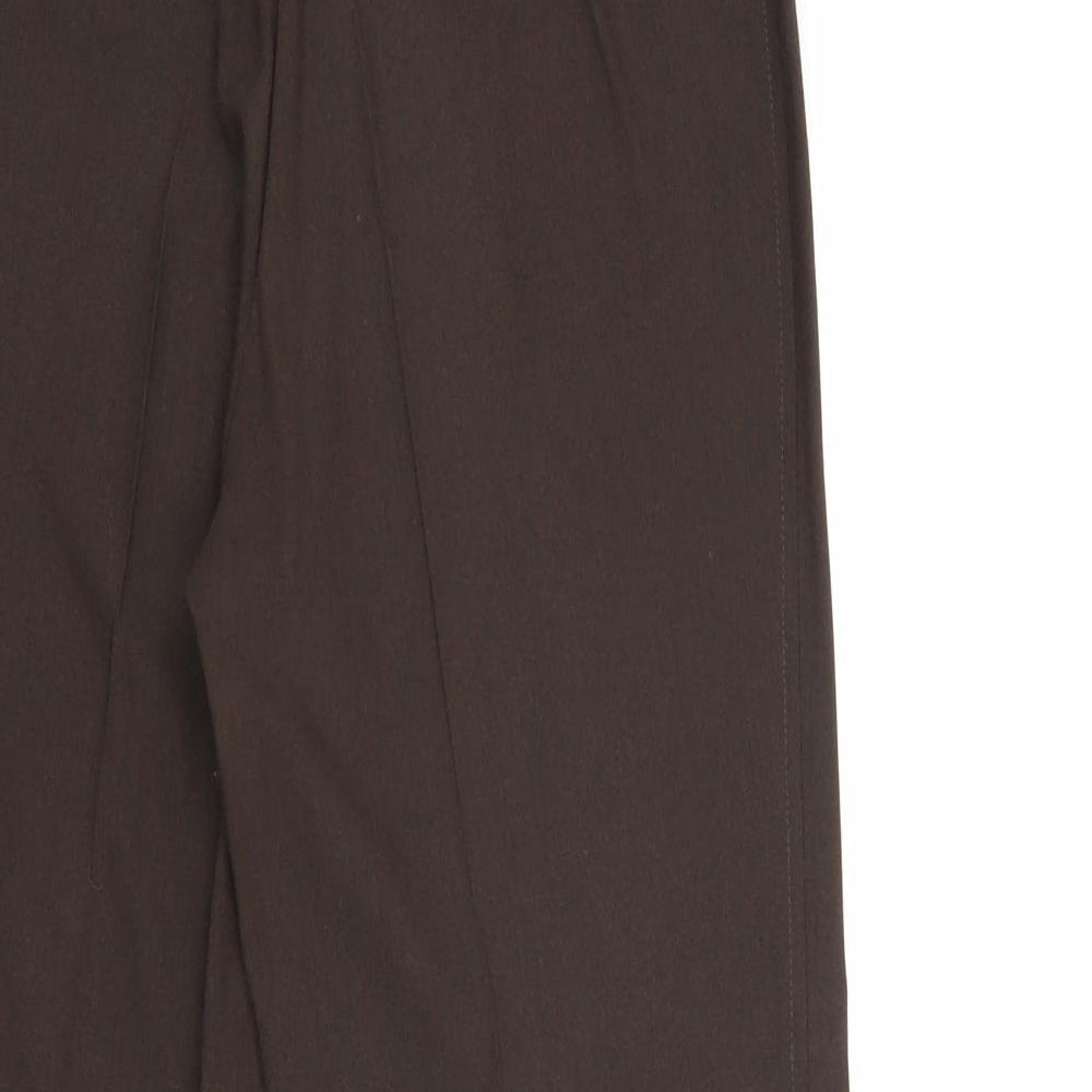 Marks and Spencer Womens Brown Polyester Trousers Size 8 Regular Zip