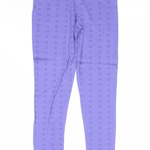 PlayStation Girls Purple Geometric Cotton Jogger Trousers Size 6-7 Years Regular Pullover - Leggings