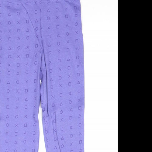 PlayStation Girls Purple Geometric Cotton Jogger Trousers Size 6-7 Years Regular Pullover - Leggings