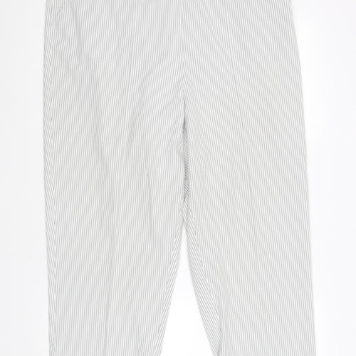 Bonmarché Womens White Striped Polyester Trousers Size 18 Regular