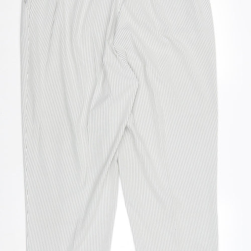 Bonmarché Womens White Striped Polyester Trousers Size 18 Regular