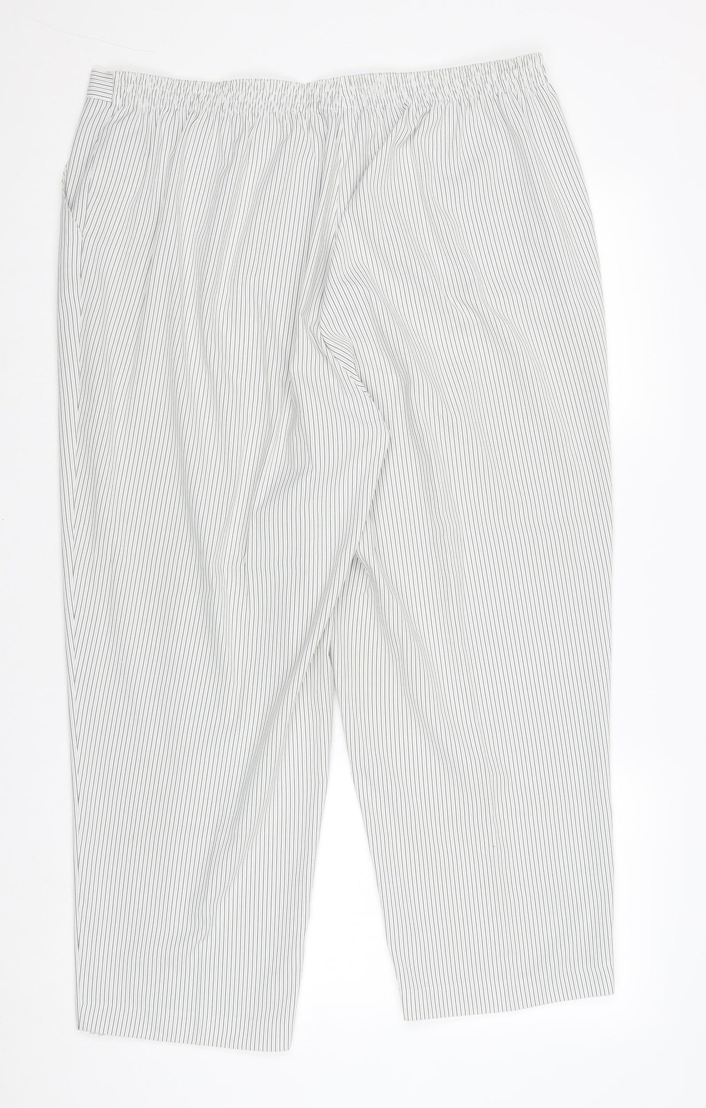 Bonmarché Womens White Striped Polyester Trousers Size 18 Regular