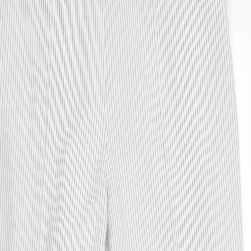 Bonmarché Womens White Striped Polyester Trousers Size 18 Regular