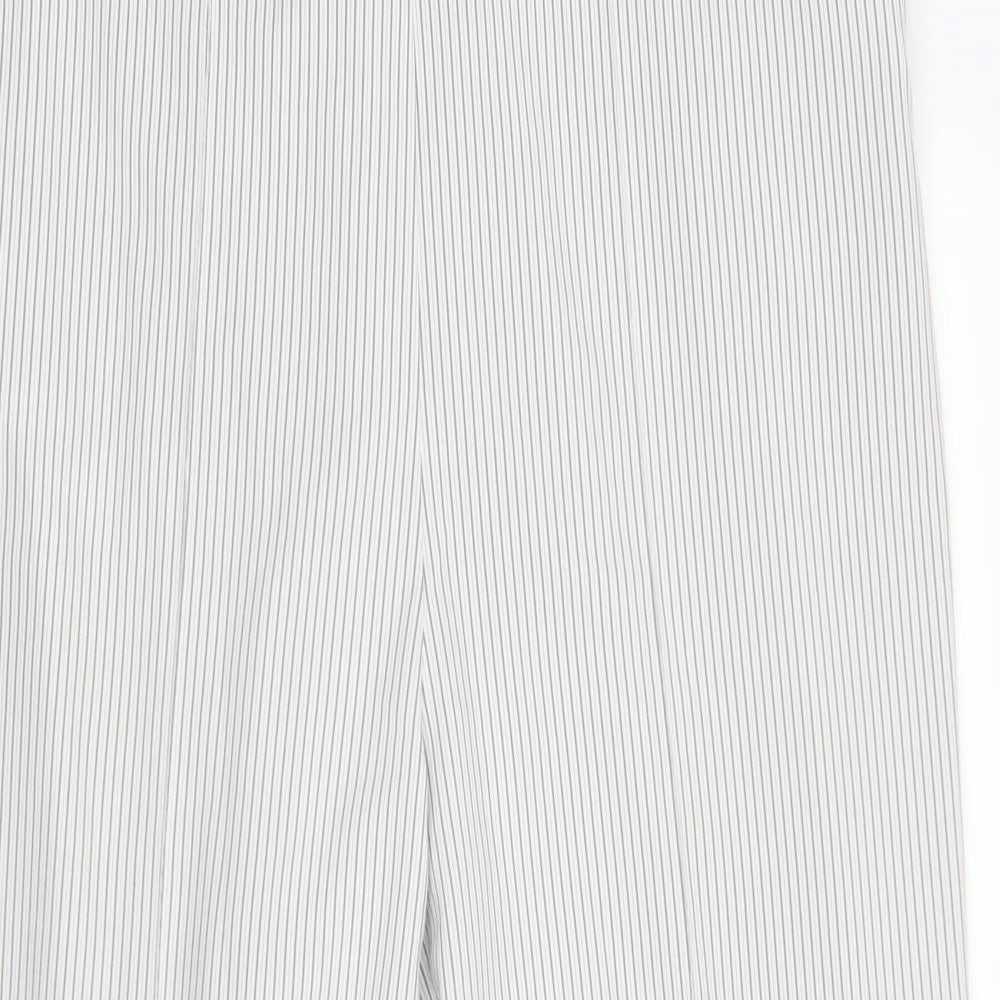 Bonmarché Womens White Striped Polyester Trousers Size 18 Regular