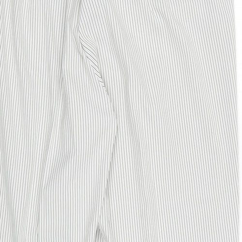 Bonmarché Womens White Striped Polyester Trousers Size 18 Regular