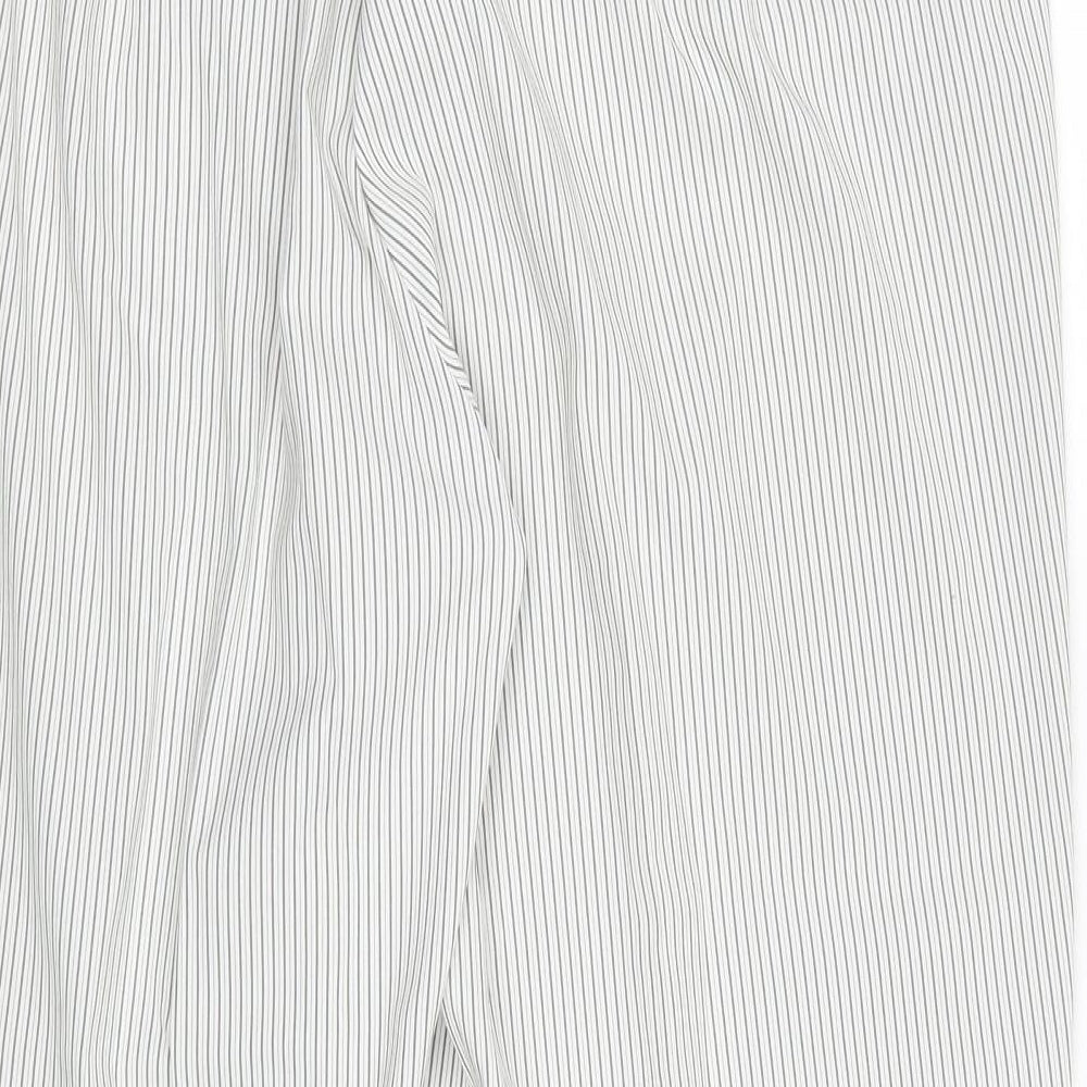 Bonmarché Womens White Striped Polyester Trousers Size 18 Regular