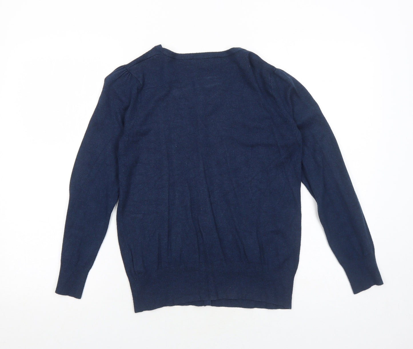 Marks and Spencer Womens Blue Round Neck Viscose Cardigan Jumper Size 10