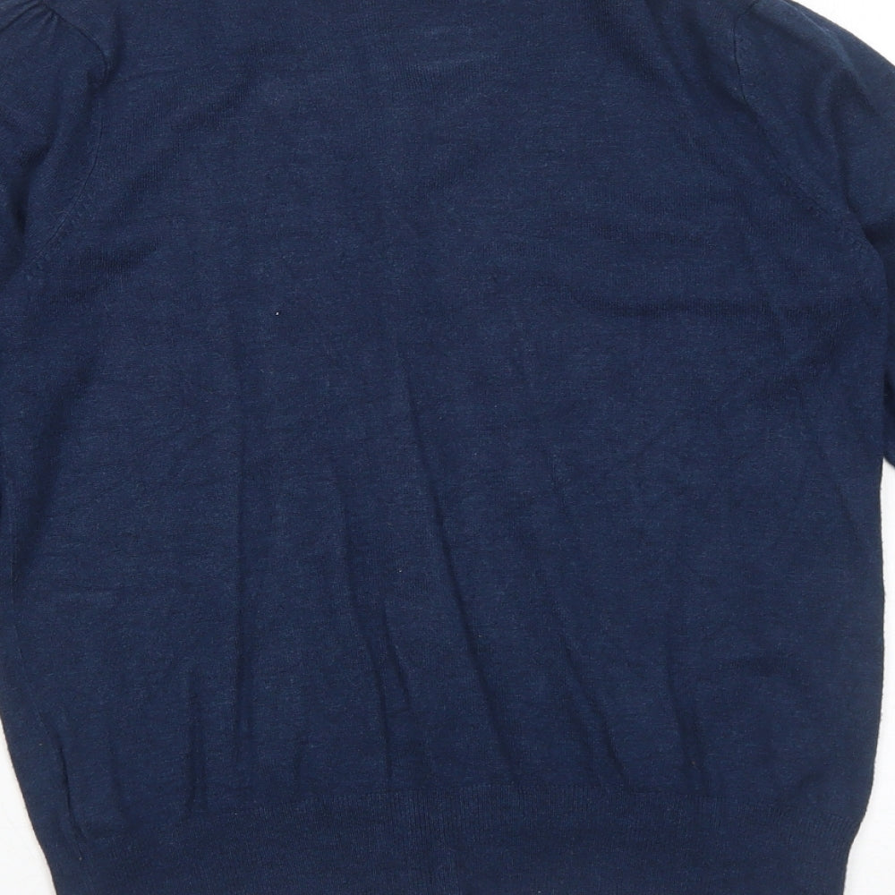 Marks and Spencer Womens Blue Round Neck Viscose Cardigan Jumper Size 10