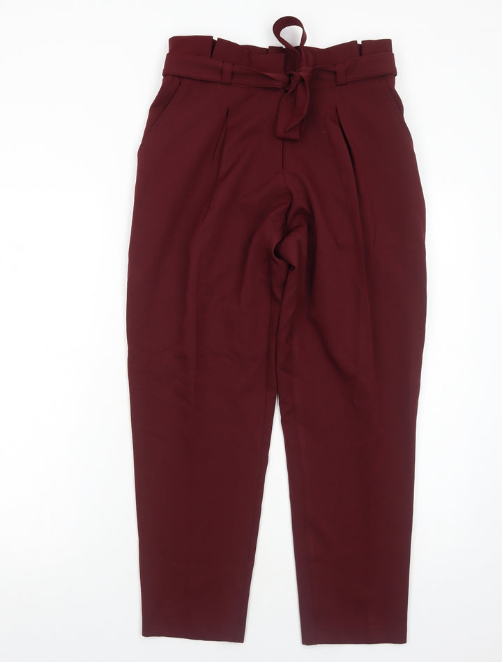 New Look Womens Red Polyester Trousers Size 8 Regular Zip