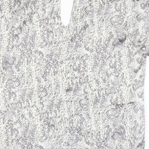 Avon Womens Grey Animal Print Polyester Basic Blouse Size 10 V-Neck - Snake Print