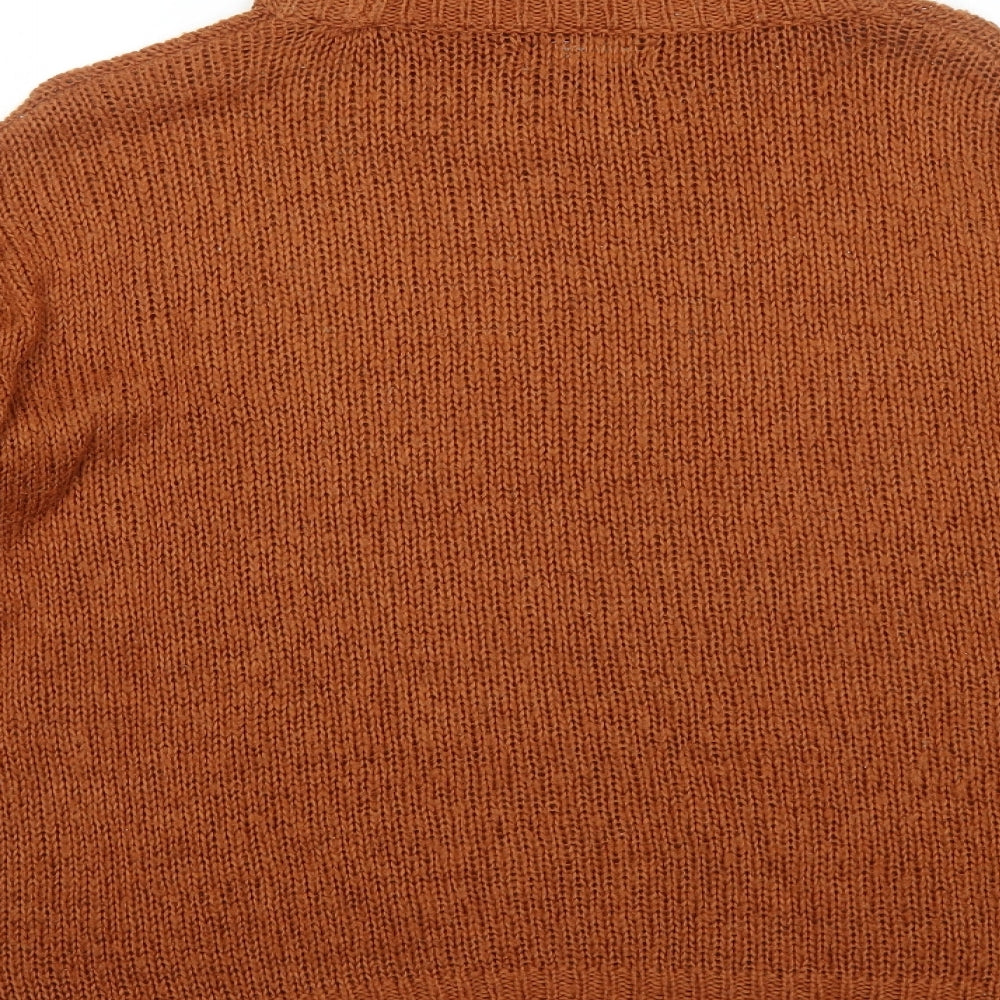 New Look Womens Brown High Neck Acrylic Pullover Jumper Size M