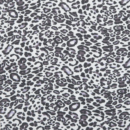 Cable & Gauge Womens Grey Animal Print Viscose Basic Blouse Size M Boat Neck - Twist Detail Leopard Print
