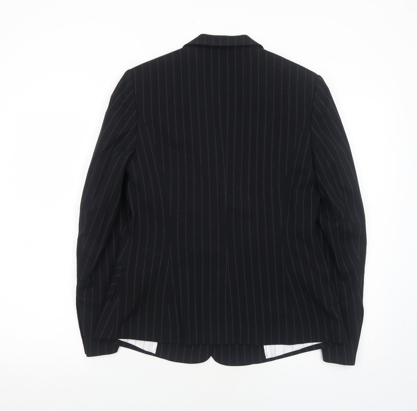 Marks and Spencer Womens Black Striped Polyester Jacket Suit Jacket Size 12