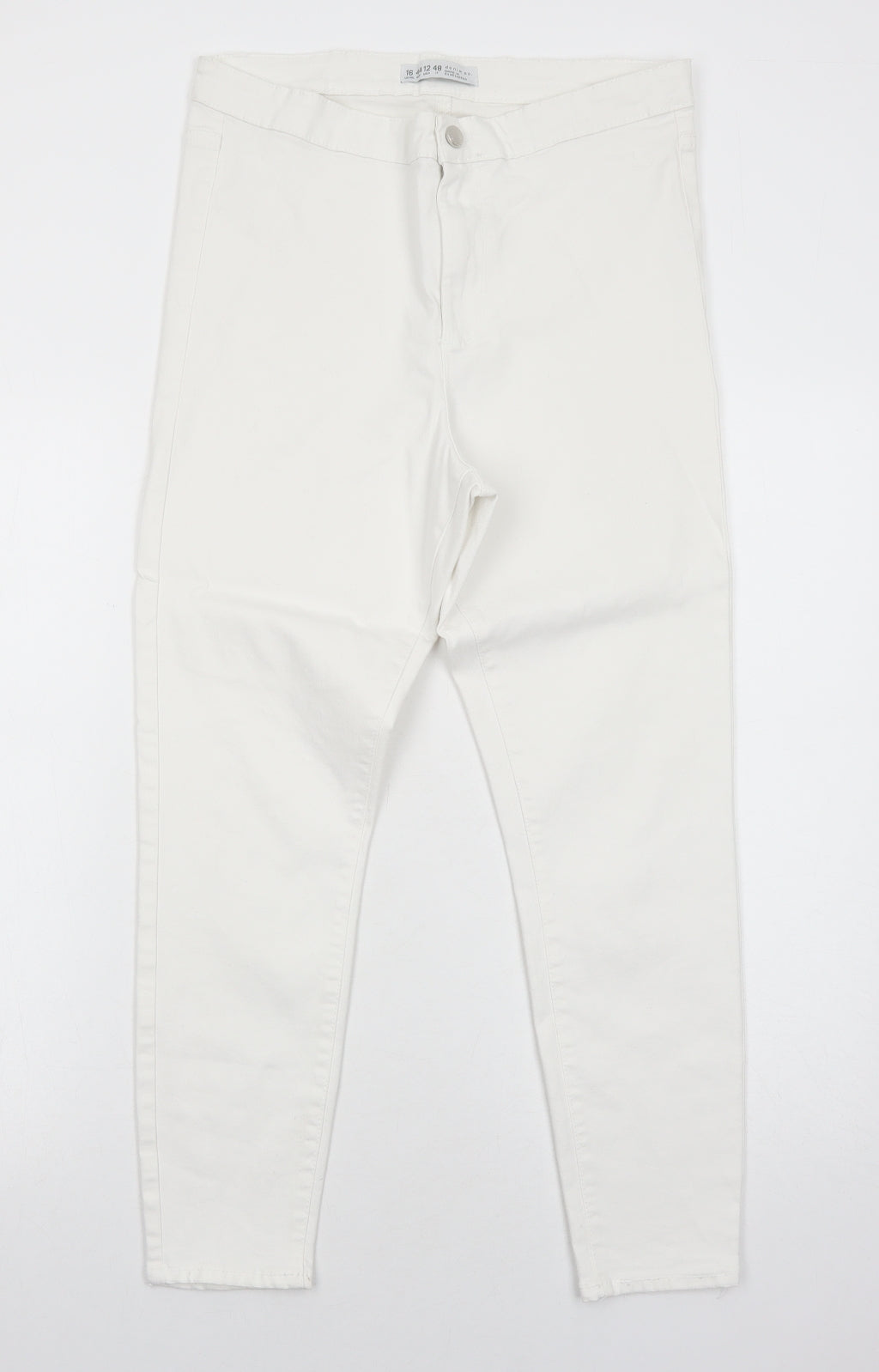 Primark Womens White Cotton Jegging Jeans Size 16 Regular Zip