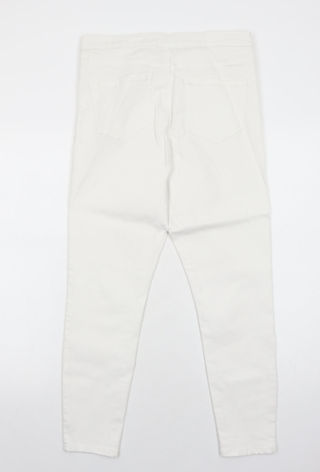 Primark Womens White Cotton Jegging Jeans Size 16 Regular Zip