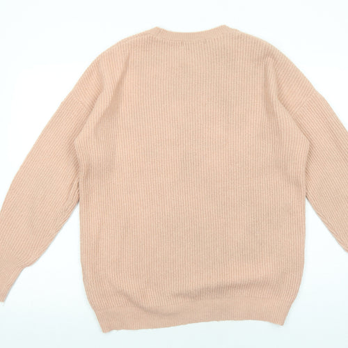 Primark Womens Pink Round Neck Acrylic Pullover Jumper Size S