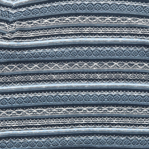 BHS Womens Blue Round Neck Striped Acrylic Pullover Jumper Size 12