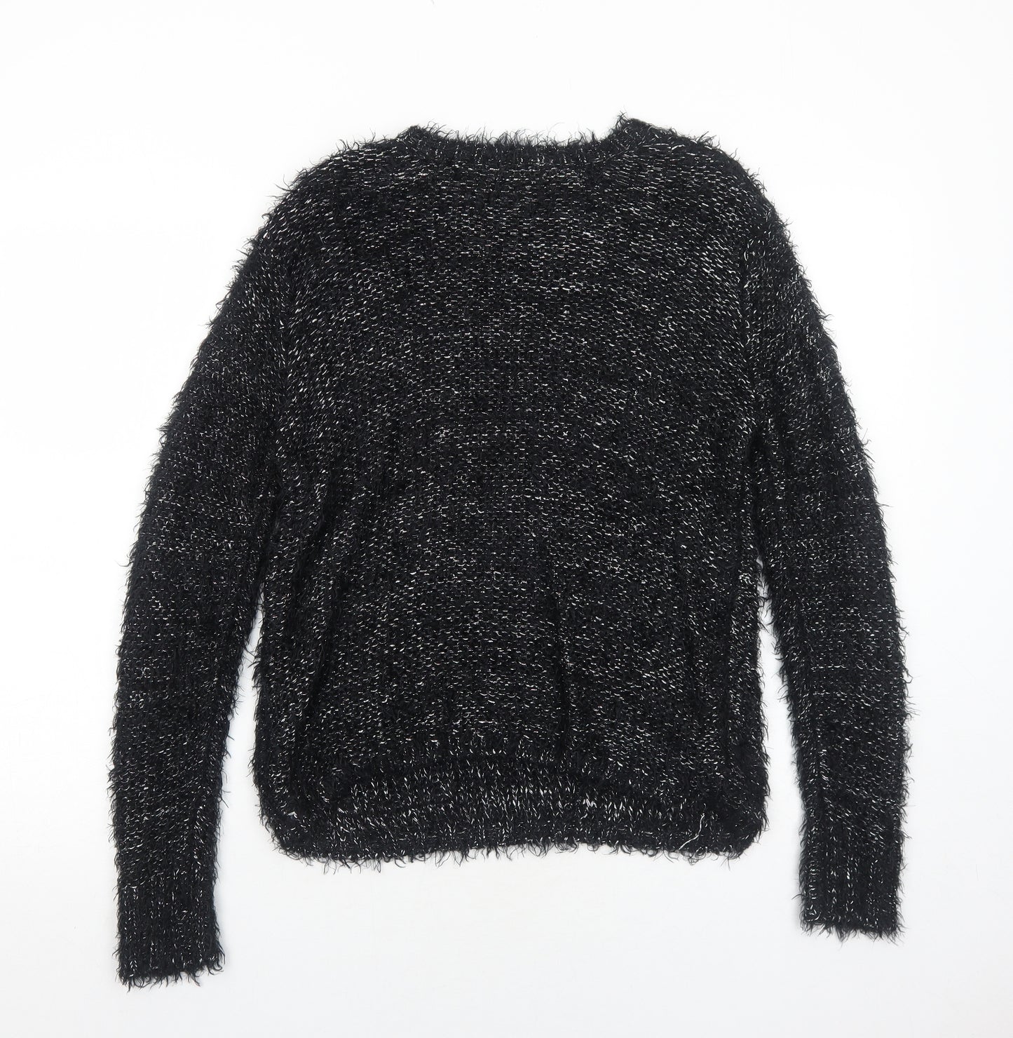 Brave Soul Womens Black Round Neck Viscose Pullover Jumper Size 14