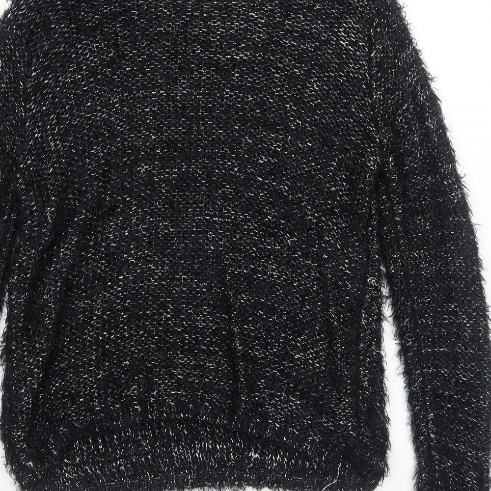 Brave Soul Womens Black Round Neck Viscose Pullover Jumper Size 14