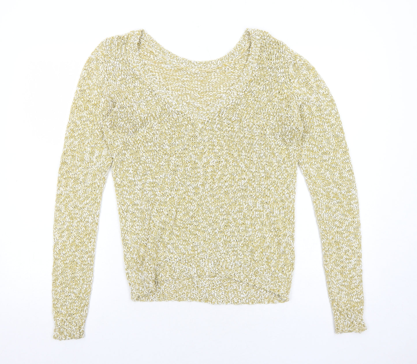 VILA Womens Yellow Scoop Neck Polyester Pullover Jumper Size S